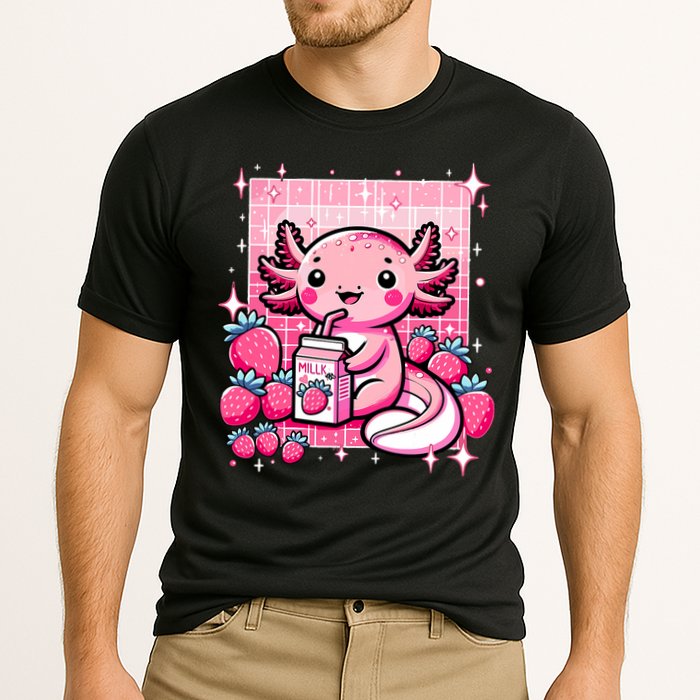 Axolotl Kawaii Strawberry Milk Shake Anime Axolotl Cooling Performance Crew T-Shirt