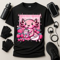 Axolotl Kawaii Strawberry Milk Shake Anime Axolotl Cooling Performance Crew T-Shirt