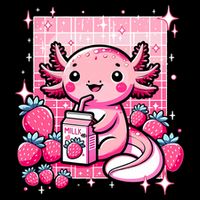 Axolotl Kawaii Strawberry Milk Shake Anime Axolotl Cooling Performance Crew T-Shirt