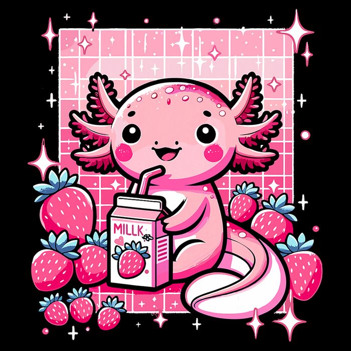 Axolotl Kawaii Strawberry Milk Shake Anime Axolotl Cooling Performance Crew T-Shirt