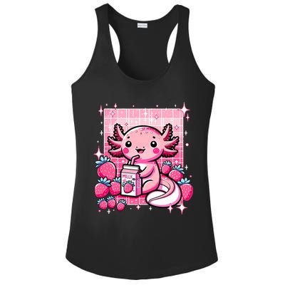 Axolotl Kawaii Strawberry Milk Shake Anime Axolotl Ladies PosiCharge Competitor Racerback Tank