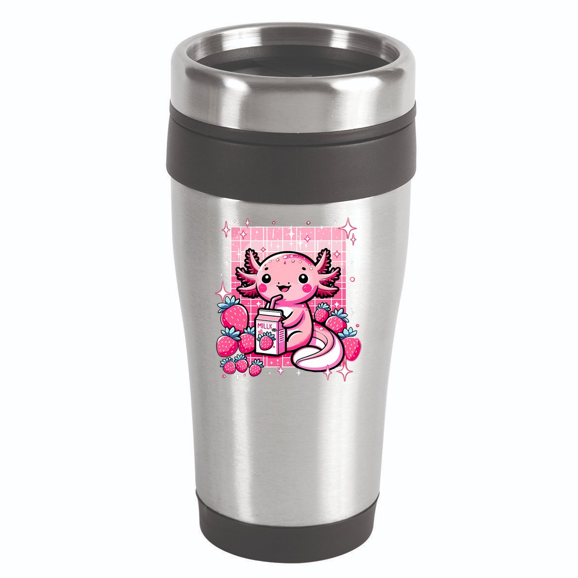 Axolotl Kawaii Strawberry Milk Shake Anime Axolotl 16oz Travel Tumbler
