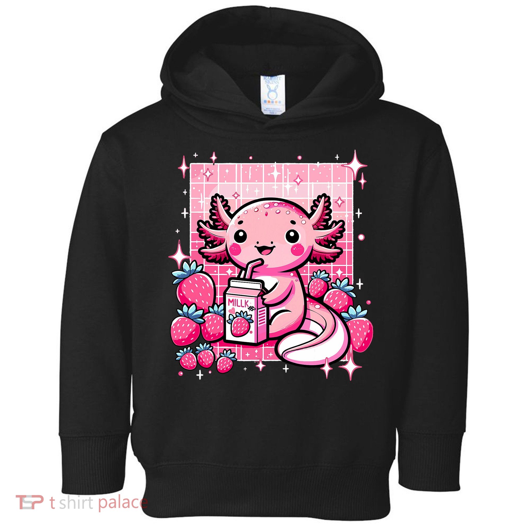 Axolotl Kawaii Strawberry Milk Shake Anime Axolotl Toddler Hoodie