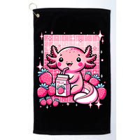 Axolotl Kawaii Strawberry Milk Shake Anime Axolotl Golf Towel