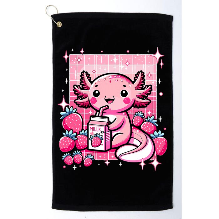 Axolotl Kawaii Strawberry Milk Shake Anime Axolotl Golf Towel