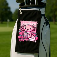 Axolotl Kawaii Strawberry Milk Shake Anime Axolotl Golf Towel