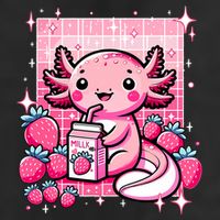 Axolotl Kawaii Strawberry Milk Shake Anime Axolotl Golf Towel