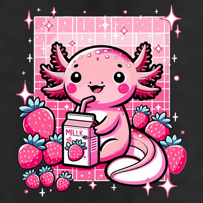 Axolotl Kawaii Strawberry Milk Shake Anime Axolotl Golf Towel