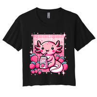 Axolotl Kawaii Strawberry Milk Shake Anime Axolotl Women's Crop Top Tee