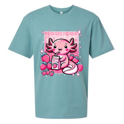 Axolotl Kawaii Strawberry Milk Shake Anime Axolotl Sueded Cloud Jersey T-Shirt
