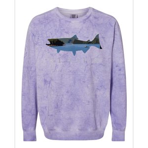 Alaskan King Salmon With Fishing Boat Saltwater Fishermen Colorblast Crewneck Sweatshirt