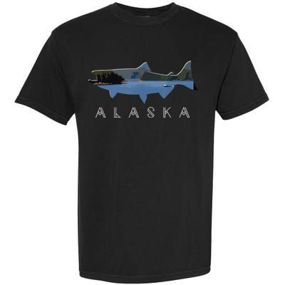 Alaskan King Salmon With Fishing Boat Saltwater Fishermen Garment-Dyed Heavyweight T-Shirt