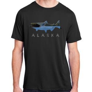 Alaskan King Salmon With Fishing Boat Saltwater Fishermen Adult ChromaSoft Performance T-Shirt