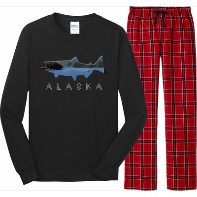 Alaskan King Salmon With Fishing Boat Saltwater Fishermen Long Sleeve Pajama Set