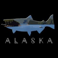 Alaskan King Salmon With Fishing Boat Saltwater Fishermen 16 in Basic Backpack