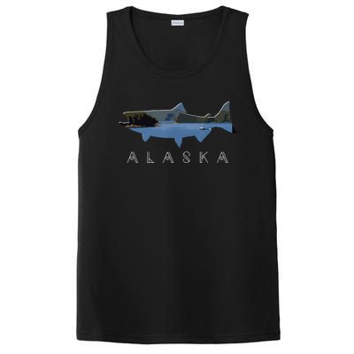 Alaskan King Salmon With Fishing Boat Saltwater Fishermen PosiCharge Competitor Tank