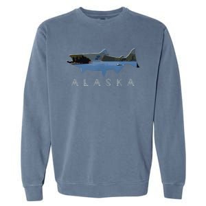 Alaskan King Salmon With Fishing Boat Saltwater Fishermen Garment-Dyed Sweatshirt