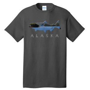 Alaskan King Salmon With Fishing Boat Saltwater Fishermen Tall T-Shirt