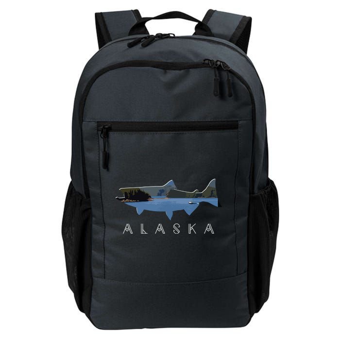 Alaskan King Salmon With Fishing Boat Saltwater Fishermen Backpack