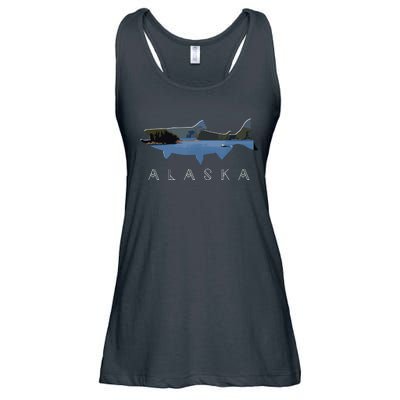 Alaskan King Salmon With Fishing Boat Saltwater Fishermen Ladies Essential Flowy Tank