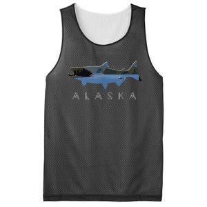 Alaskan King Salmon With Fishing Boat Saltwater Fishermen Mesh Reversible Basketball Jersey Tank