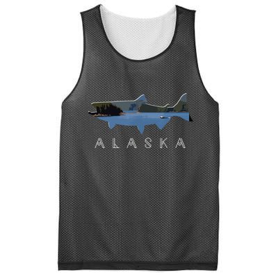 Alaskan King Salmon With Fishing Boat Saltwater Fishermen Mesh Reversible Basketball Jersey Tank