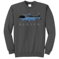 Alaskan King Salmon With Fishing Boat Saltwater Fishermen Tall Sweatshirt