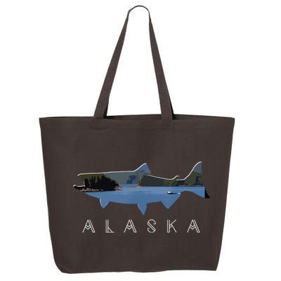 Alaskan King Salmon With Fishing Boat Saltwater Fishermen 25L Jumbo Tote