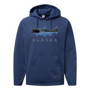 Alaskan King Salmon With Fishing Boat Saltwater Fishermen Performance Fleece Hoodie