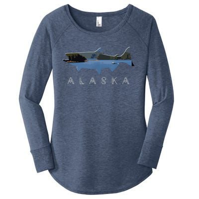 Alaskan King Salmon With Fishing Boat Saltwater Fishermen Women's Perfect Tri Tunic Long Sleeve Shirt