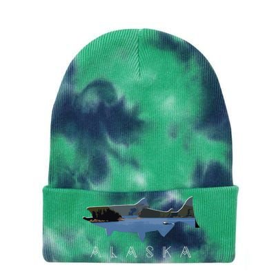 Alaskan King Salmon With Fishing Boat Saltwater Fishermen Tie Dye 12in Knit Beanie