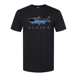 Alaskan King Salmon With Fishing Boat Saltwater Fishermen Softstyle CVC T-Shirt