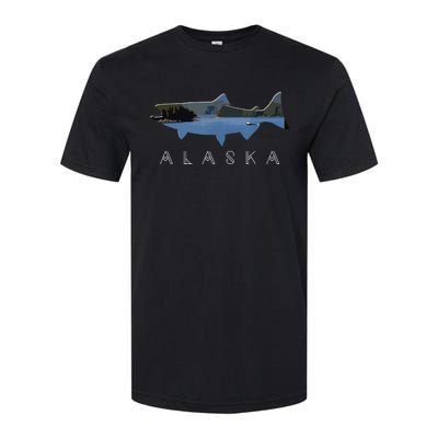 Alaskan King Salmon With Fishing Boat Saltwater Fishermen Softstyle CVC T-Shirt