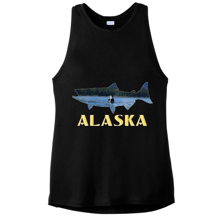Alaska King Salmon Fishing Vacation Fisherman Orca Whale Ladies PosiCharge Tri-Blend Wicking Tank