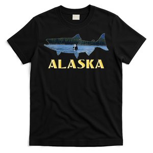 Alaska King Salmon Fishing Vacation Fisherman Orca Whale T-Shirt