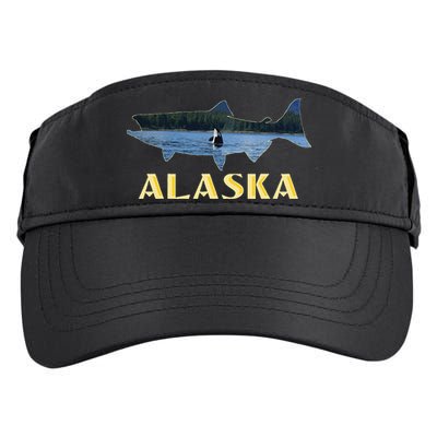 Alaska King Salmon Fishing Vacation Fisherman Orca Whale Adult Drive Performance Visor