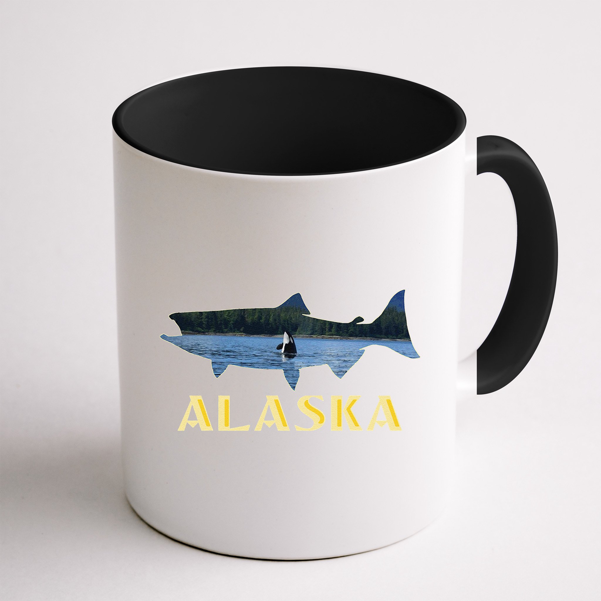 Alaska King Salmon Fishing Vacation Fisherman Orca Whale Mug