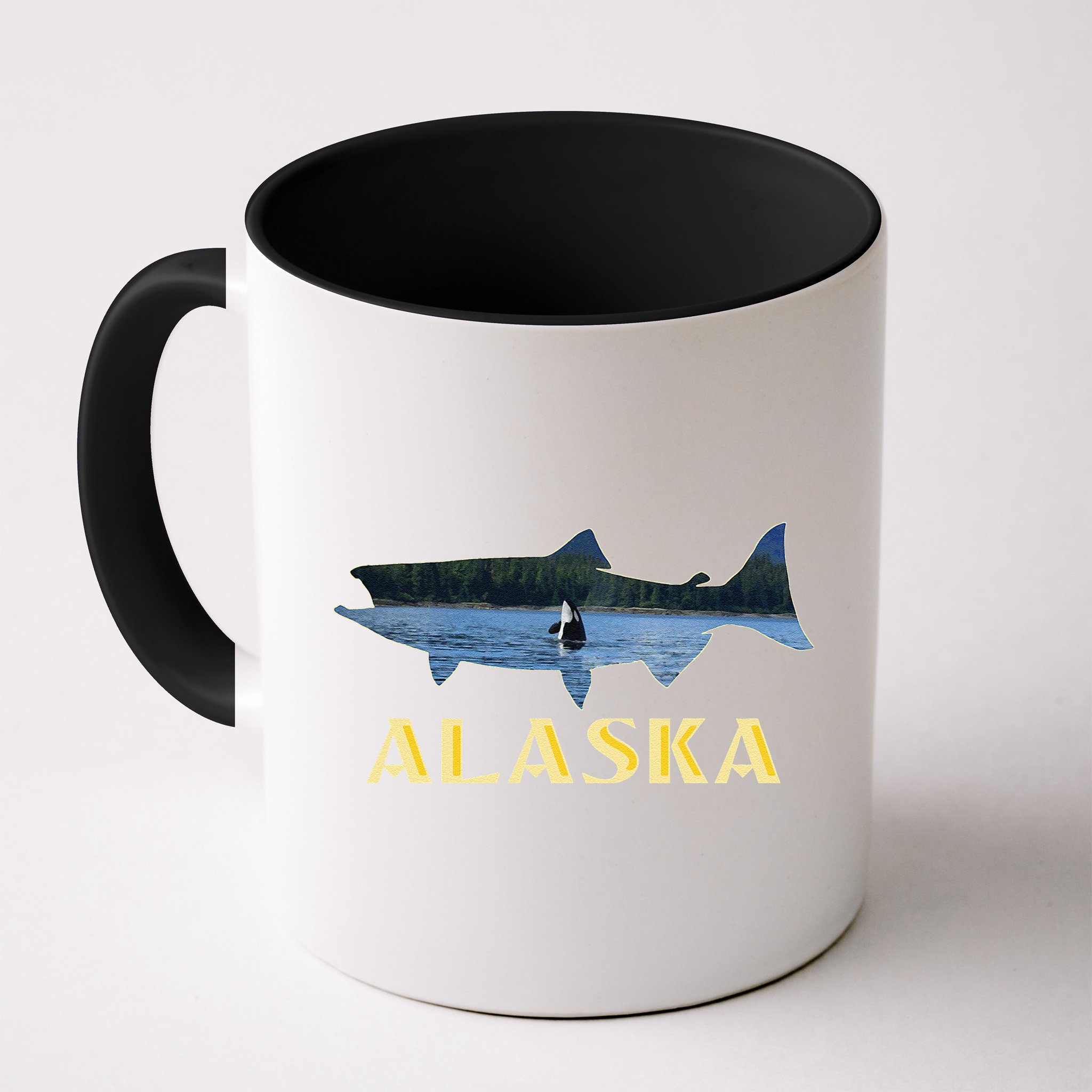 Alaska King Salmon Fishing Vacation Fisherman Orca Whale Mug