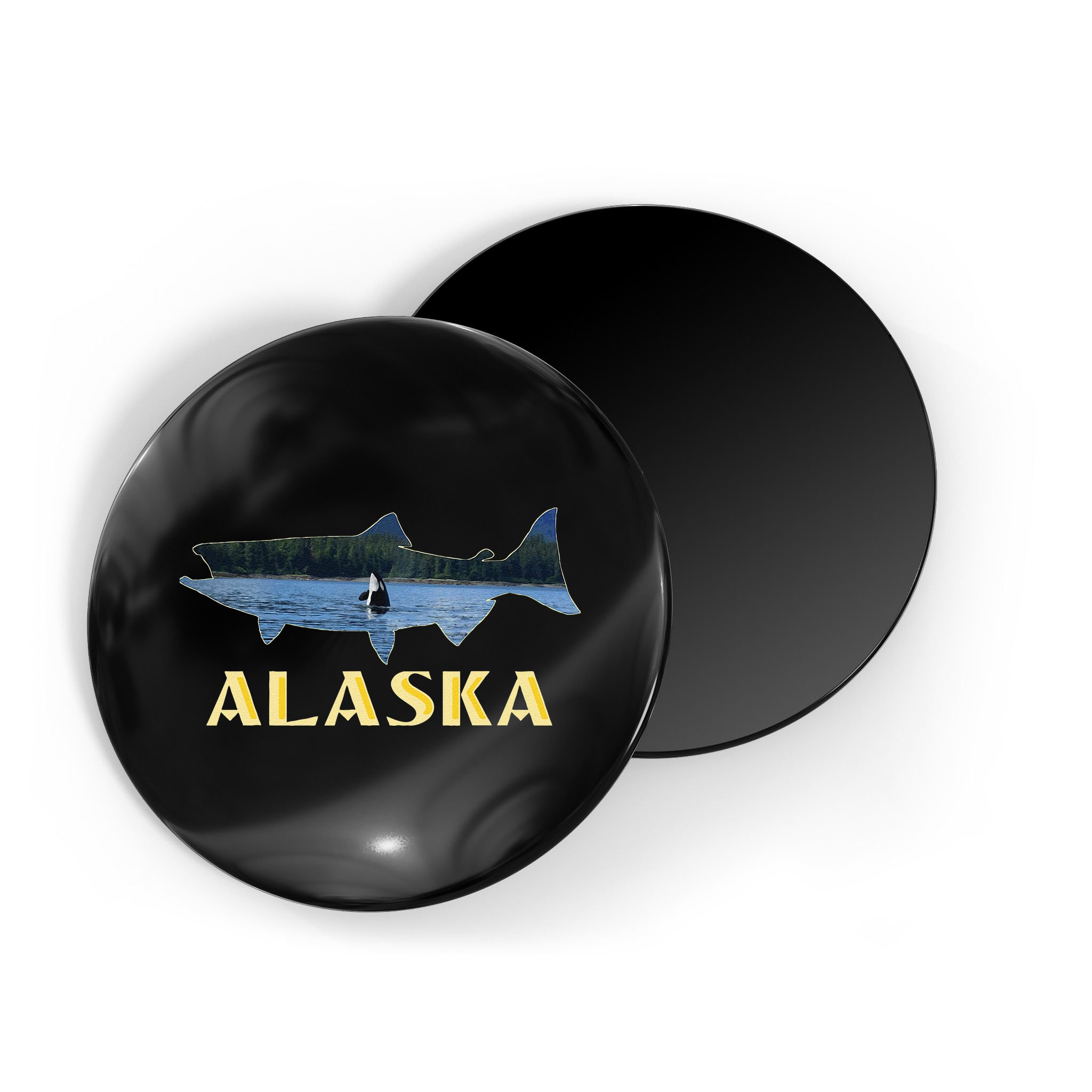 Alaska King Salmon Fishing Vacation Fisherman Orca Whale Magnet