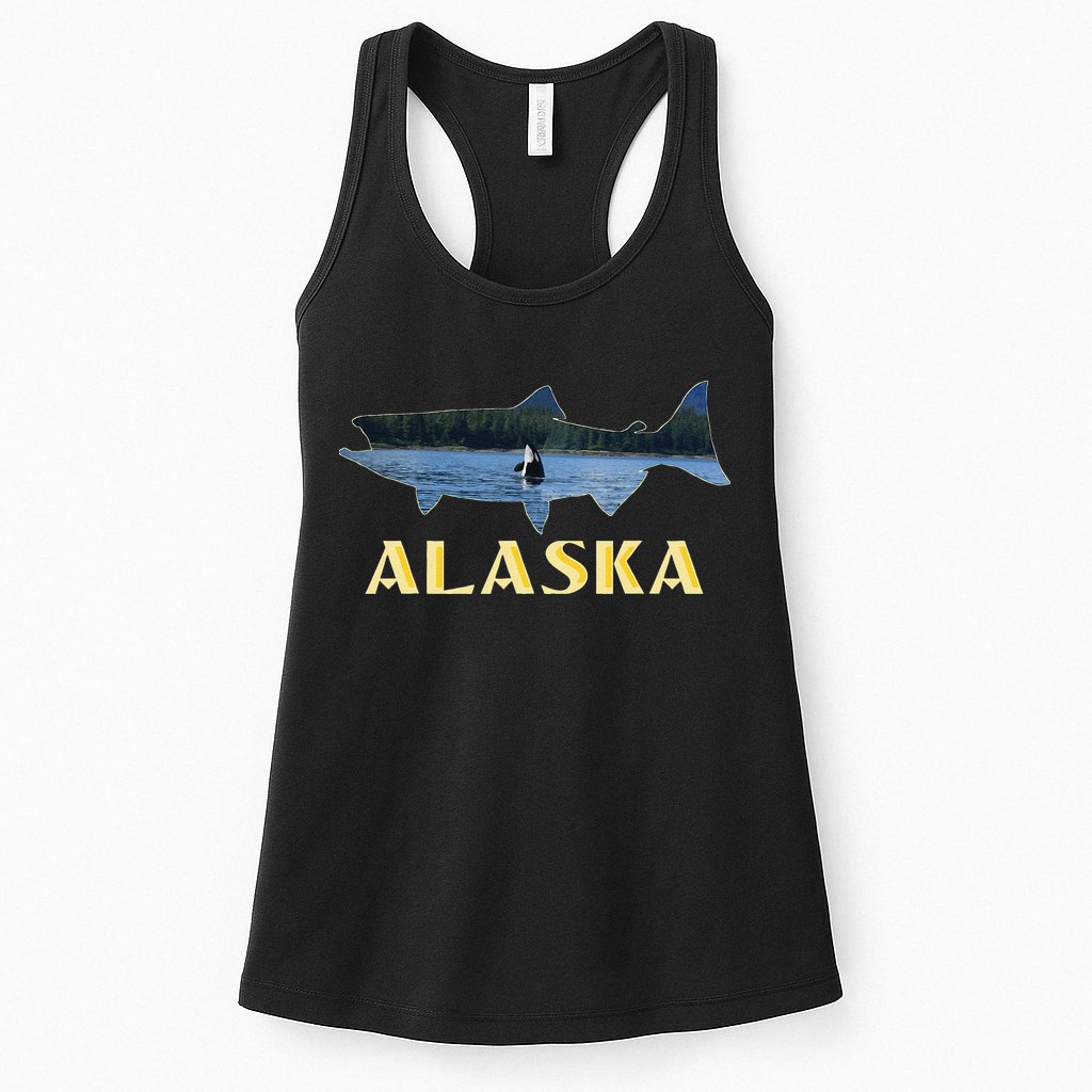 Alaska King Salmon Fishing Vacation Fisherman Orca Whale Womens Tank Top