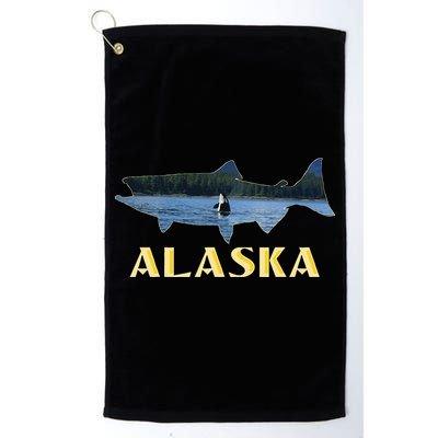 Alaska King Salmon Fishing Vacation Fisherman Orca Whale Golf Towel