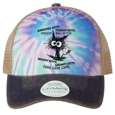 Annoyed Kitty Touchy Kitty Grouchy Ball Of Fur Moody Grumpy Legacy Tie Dye Trucker Hat