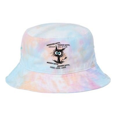 Annoyed Kitty Touchy Kitty Grouchy Ball Of Fur Moody Grumpy Tie Dye Newport Bucket Hat