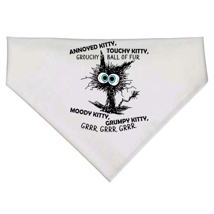 Annoyed Kitty Touchy Kitty Grouchy Ball Of Fur Moody Grumpy USA-Made Doggie Bandana