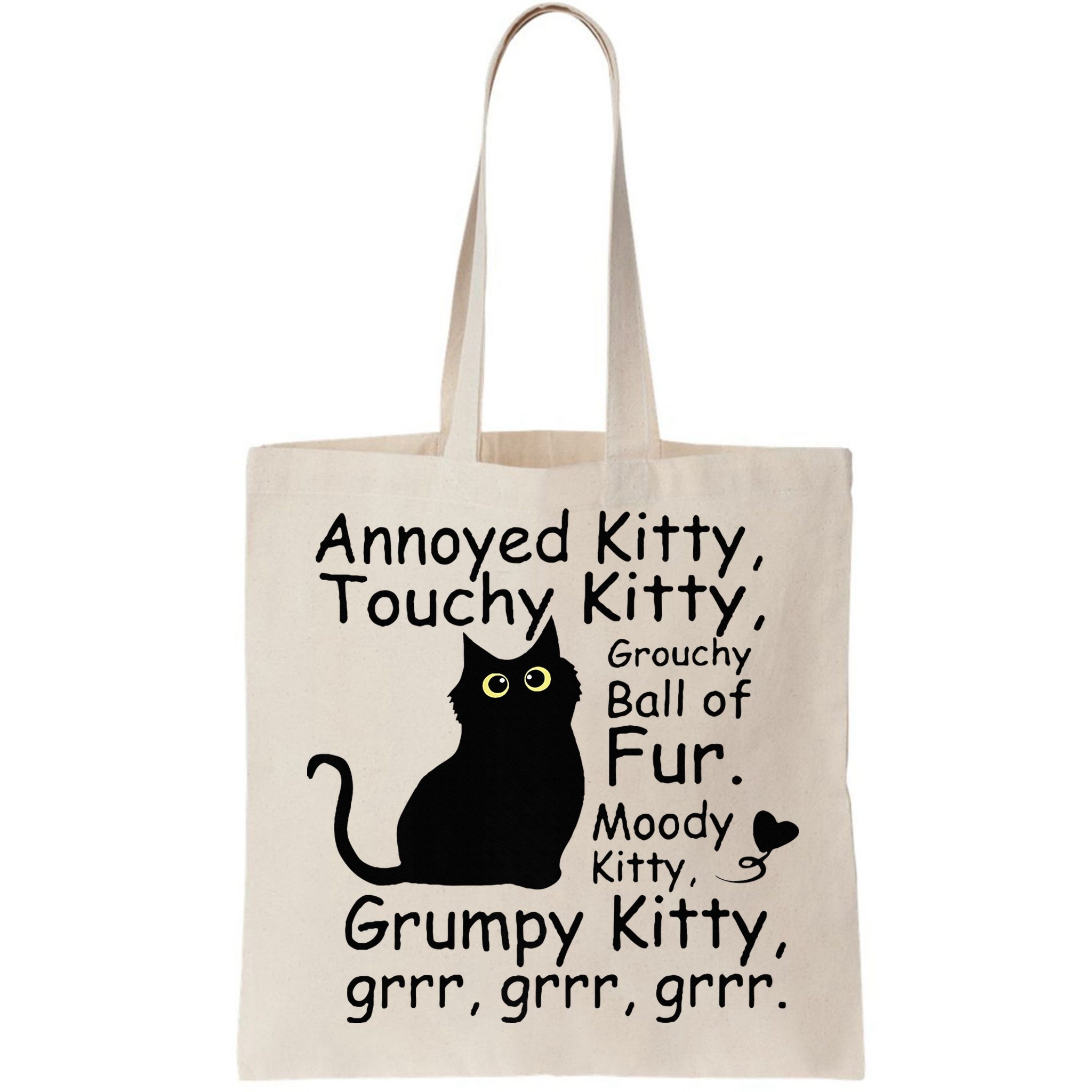 Annoyed Kitty Touchy Kitty Grouchy Ball Of Fur Black Cat Bag