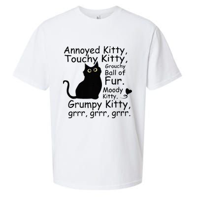 Annoyed Kitty Touchy Kitty Grouchy Ball Of Fur Black Cat Sueded Cloud Jersey T-Shirt