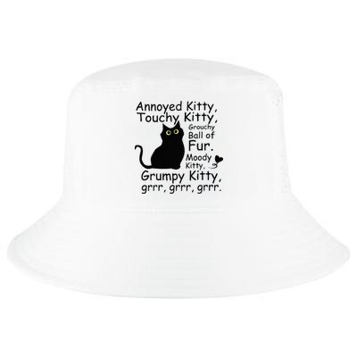 Annoyed Kitty Touchy Kitty Grouchy Ball Of Fur Black Cat Cool Comfort Performance Bucket Hat