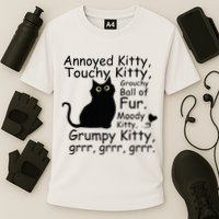 Annoyed Kitty Touchy Kitty Grouchy Ball Of Fur Black Cat Cooling Performance Crew T-Shirt
