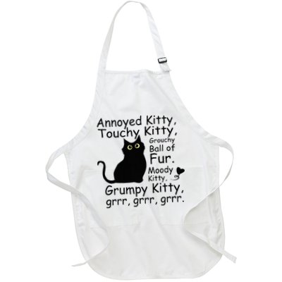 Annoyed Kitty Touchy Kitty Grouchy Ball Of Fur Black Cat Apron