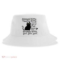 Annoyed Kitty Touchy Kitty Grouchy Ball Of Fur Black Cat Sustainable Bucket Hat